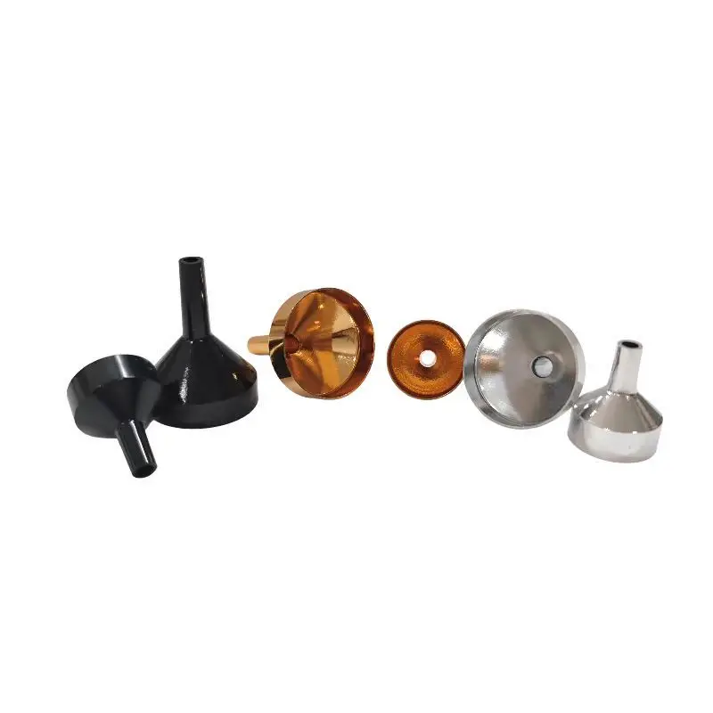5/10/50/100pcs Metal Funnel Mini Small Funnel Black Silver Gold Aluminum Metal Alloy Funnel for Perfume Essential Oil Bottle 3