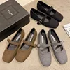 Women's Felt Mary Janes Shoes Square Toe Ballet Flats for Female New Fashion Buckle Strap Ladies Shoes Spring Autumn 2
