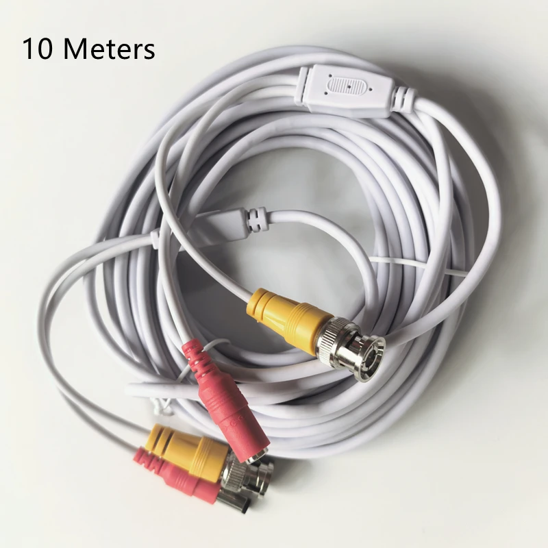 White 2-in-1 BNC + DC Power Video Extension Cable