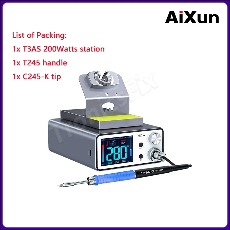 

Паяльная станция AIXUN T3AS 200 Вт с электрическим паяльником, ручка T245 для фотоэлементов SMD BGA, Ремонтный инструмент