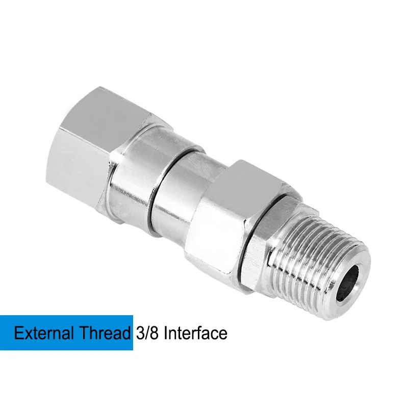 SS High Pressure Washer Swivel Joint 3/8 Inch Pressure Washer Hose Fittings 4500 PSI 360 Degree Rotation Connector Car Washing 2
