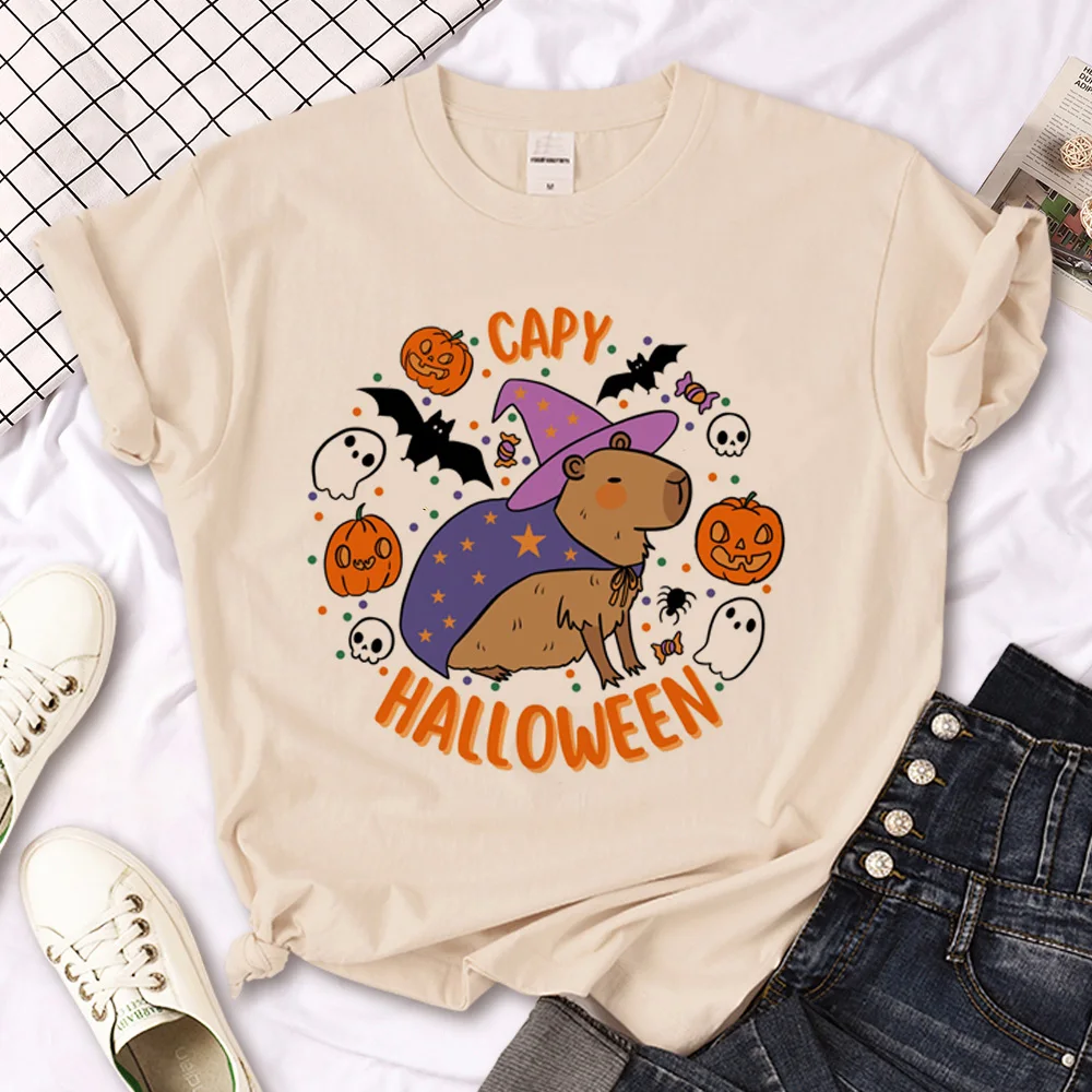

Capybara t-shirts women manga harajuku Y2K t-shirts female Japanese clothes
