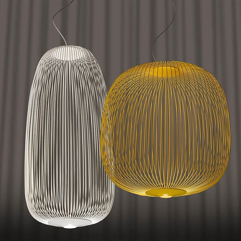 

Modern Foscarini Spokes 1/2 Chandelier Iron Bird Cage LED Ceiling Chandeliers Lighting Hanging Lamp Dining Pendant Fixtures
