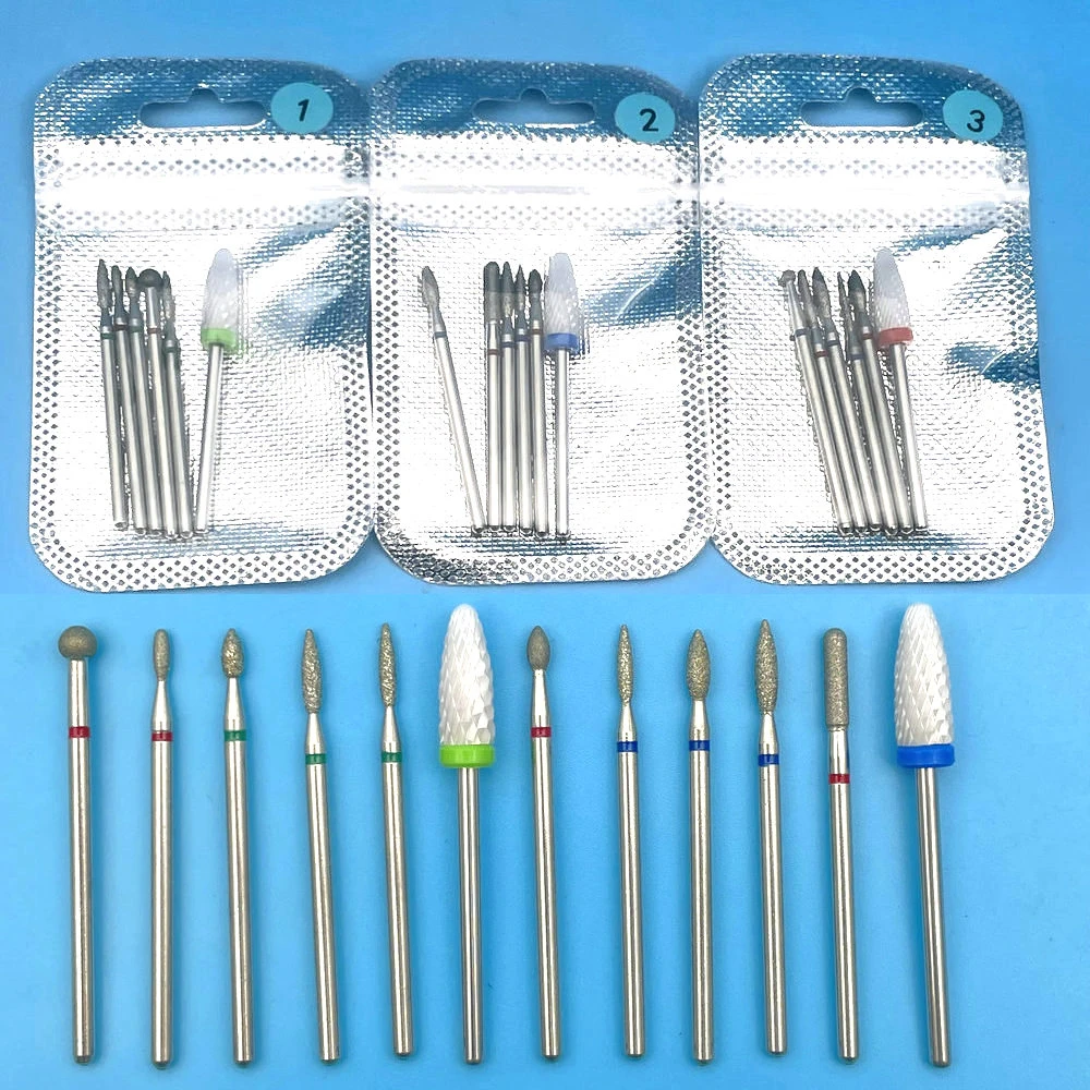 6pcs/set Diamond Ceramic Nail Drill Bits Mills Removing Nail Bit Set