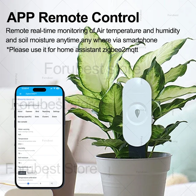 Zigbee Soil Moisture Detector Temperature Humidity Meter Smart Soil Tester Moisture Sensor Remote Monitor For Home Assistant Z2M 2