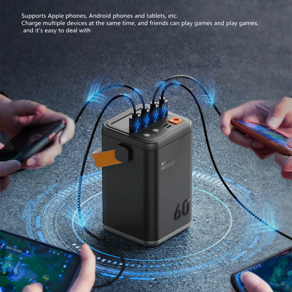 100000mAh 휴대용 보조 배터리 빠른 충전 강력한 대용량 램프 휴대 전화 백업 보조베터리 캠핑 보조베터리