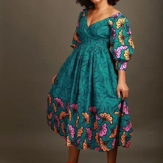 Nefemi Gathered Print Dress - Image 2