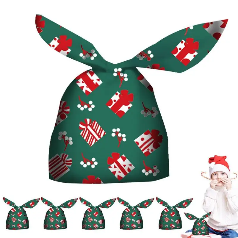 

50pcs Christmas Bunny Candy Bags Cute Santa Claus Snowflake Candy Cookie Packaging Bags with Long Ear Festival Party Supplies