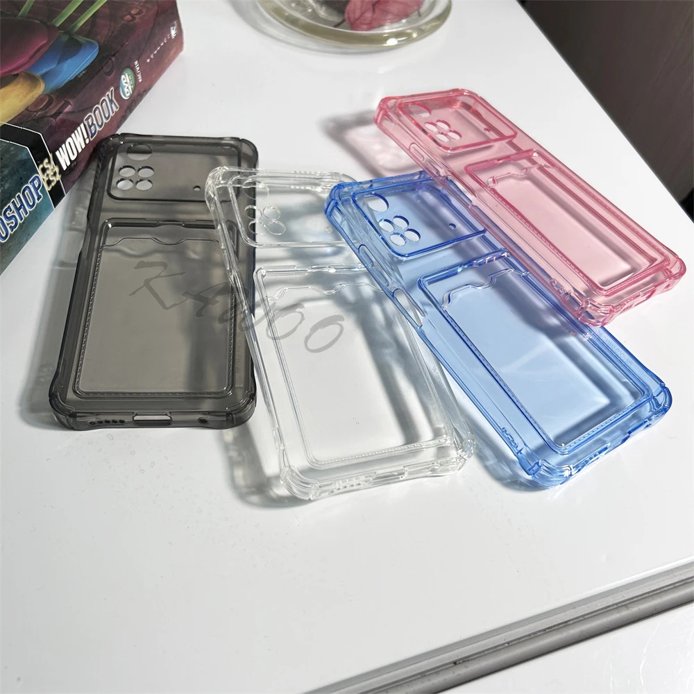 Clear Card Slot Holder Soft TPU Shockproof Wallet Phone Case Cover