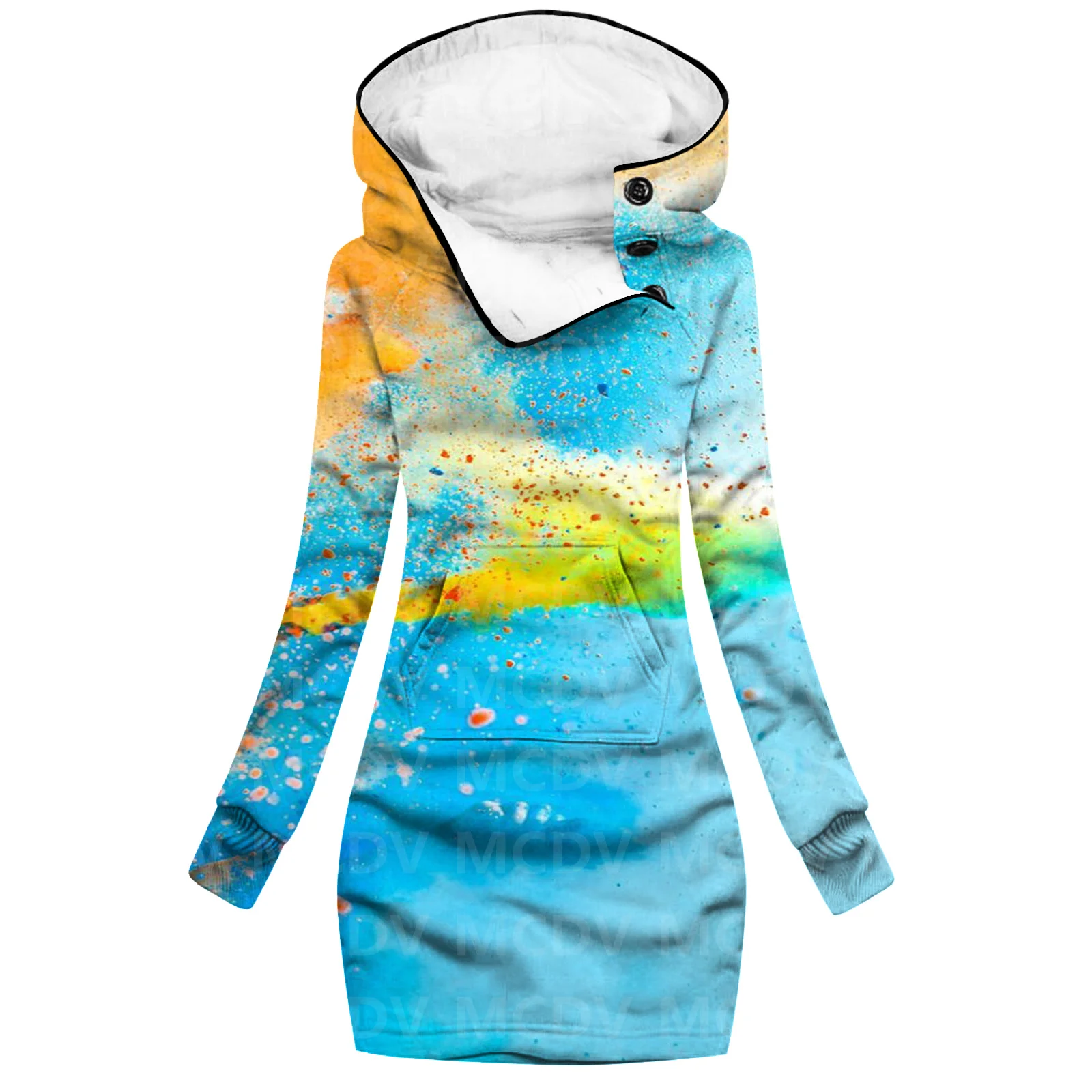 Quicksand 3D Printed Hoodie Dress Novelty Hoodies Women Casual Long Sleeve Hooded Pullover Tracksuit 01