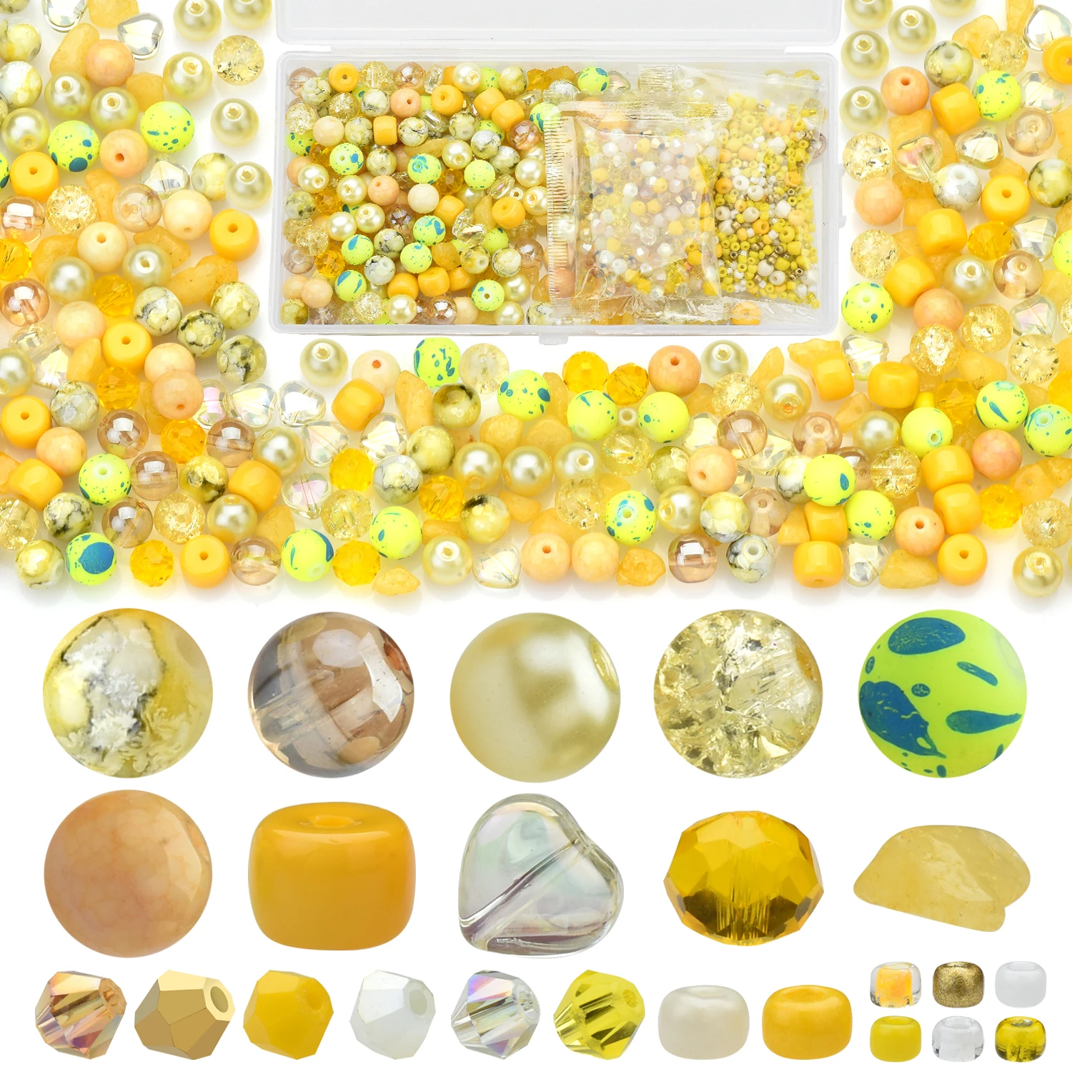 Green Glass Beads Jewelry Making Kit – Round and Seed Beads