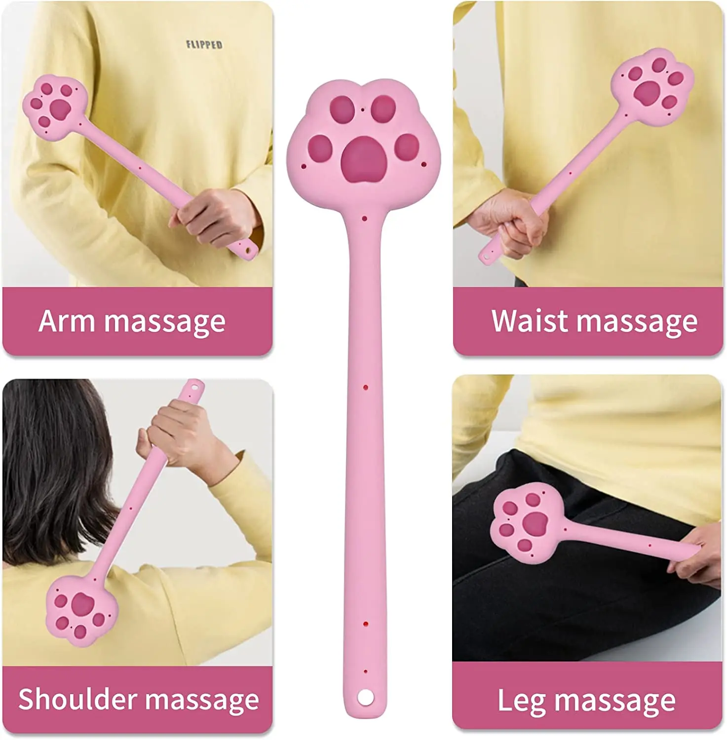 Manual Back Massager,Handheld Hammer Cute Cat's paw Back Shoulder Massage Full Body 