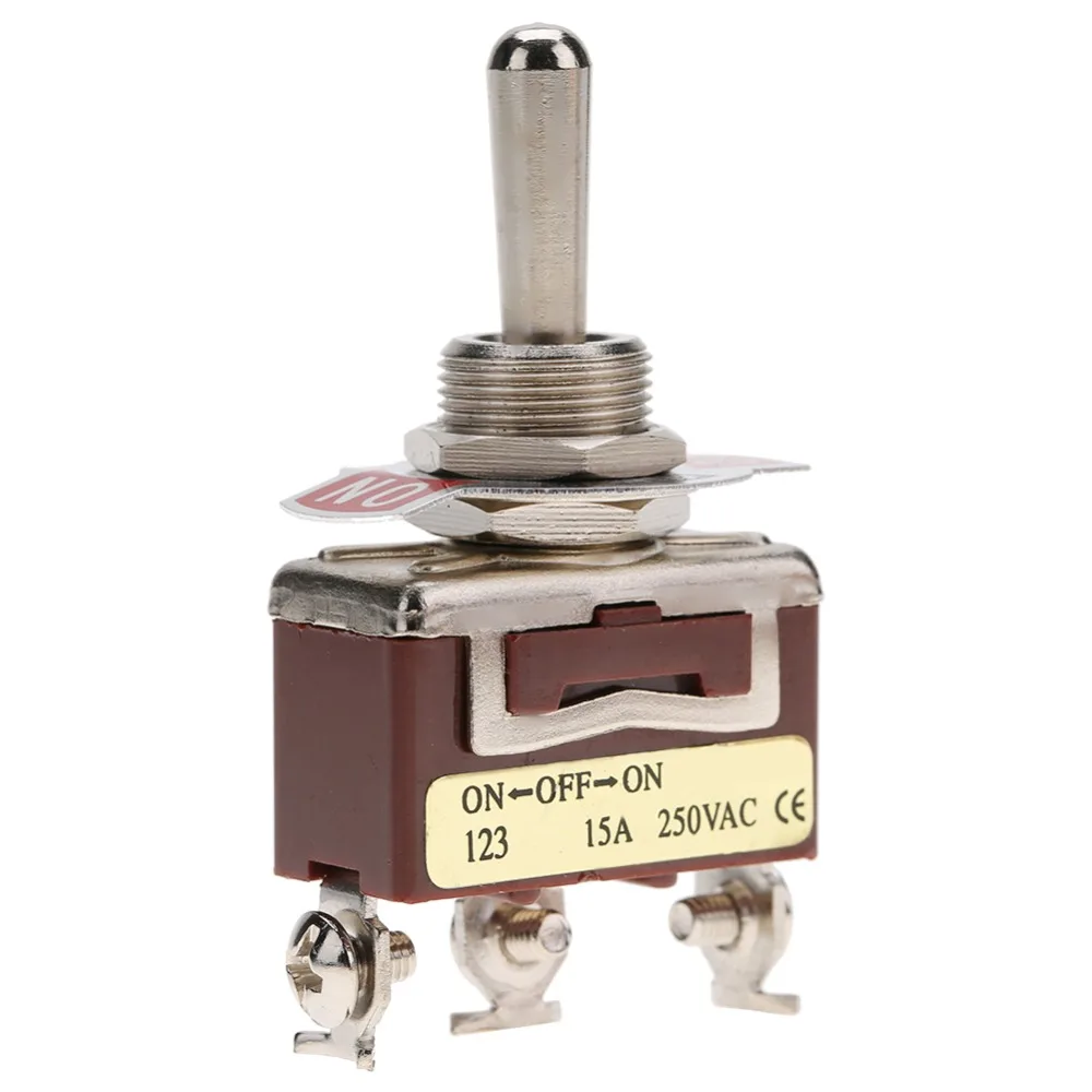 3위치 3핀 순간 토글 스위치 15A 250V 12mm ON-Off-ON 토글 스위치 리셋 타입 간편 장착 SPDT 스위치