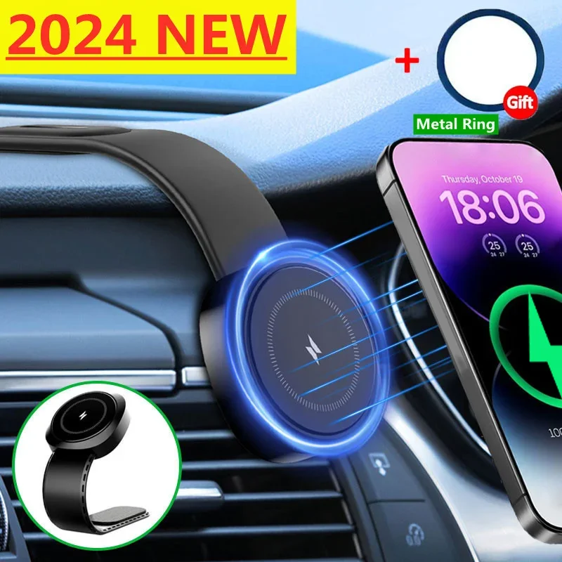 Magnetic Car Wireless Charger Fast Charging Car Phone Holder Center Control Screen Dashboard for iPhone 15 14 13 12 Pro Max Mini 1