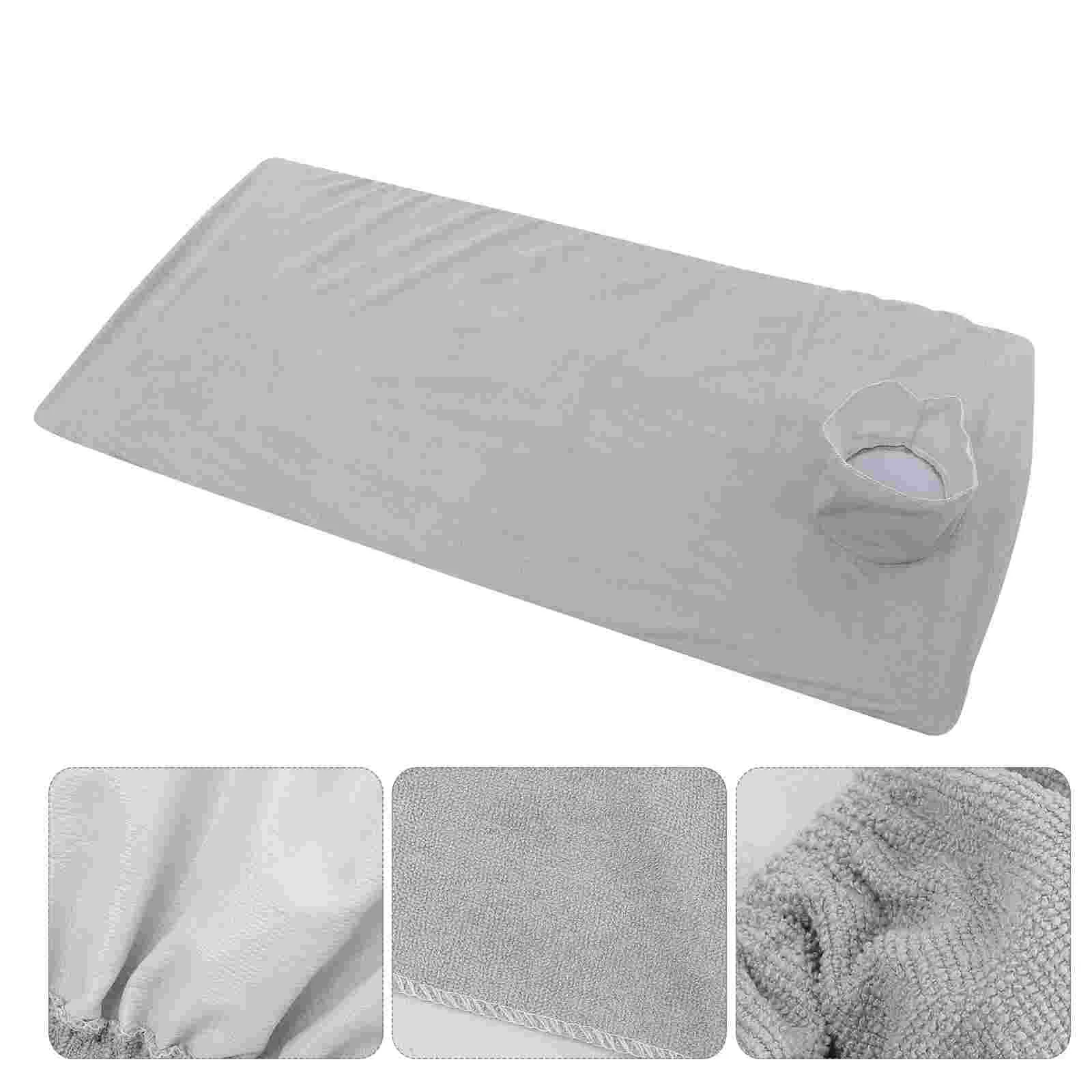 

Waterproof Massage Table Sheet Practical Massage Bed Cover with Face Hole (Grey)
