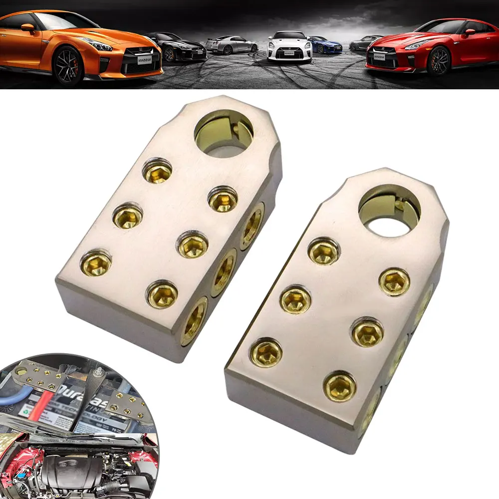 Silver Rustark 1 Pair Battery Terminal Connectors Kit 0/4/8/10 AWG Gauge Positive and Negative with 2 Clear Covers and Shims for Car Auto Caravan Marine Boat 