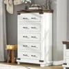 Farmhouse 5 Drawers Dresser Chests for Bedroom, 48" Tall Wood Rustic Chest of Drawers/w Thick Plank Styling, Closet, Wardrobes 1