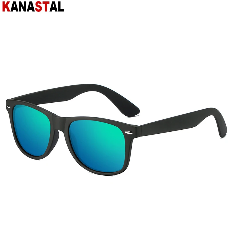 KANASTAL Gepolariseerde Zonnebril Heren Dames Retro, 2 Paar Vintage Mode Zonnebrillen Klassieke Vierkante Zonnebril UV400 Zwart en Spiegel Blauw Transparant