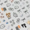 1pcs Cute Sketching Graffiti Animal Cat Dog Rabbit Bear Laser Nail Art Sticker Designs Self Adhesive Decoration Decal Acessories 4