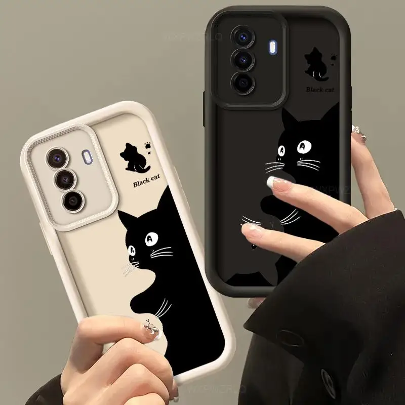 Adorable Painted Cat Matte Silicone Phone Case - Shockproof Back Cover