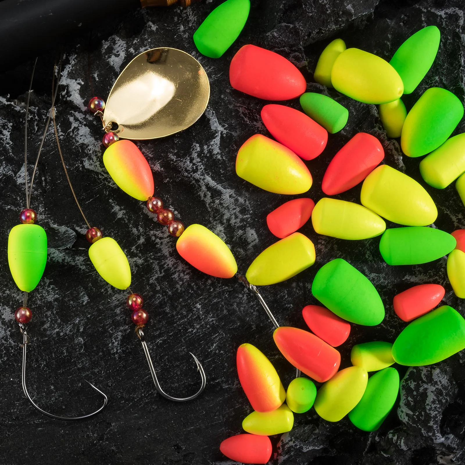 Walleye Rig MAFIMOEA 80/60/45 PCS Bullet Fishing Foam Floats Snell ...