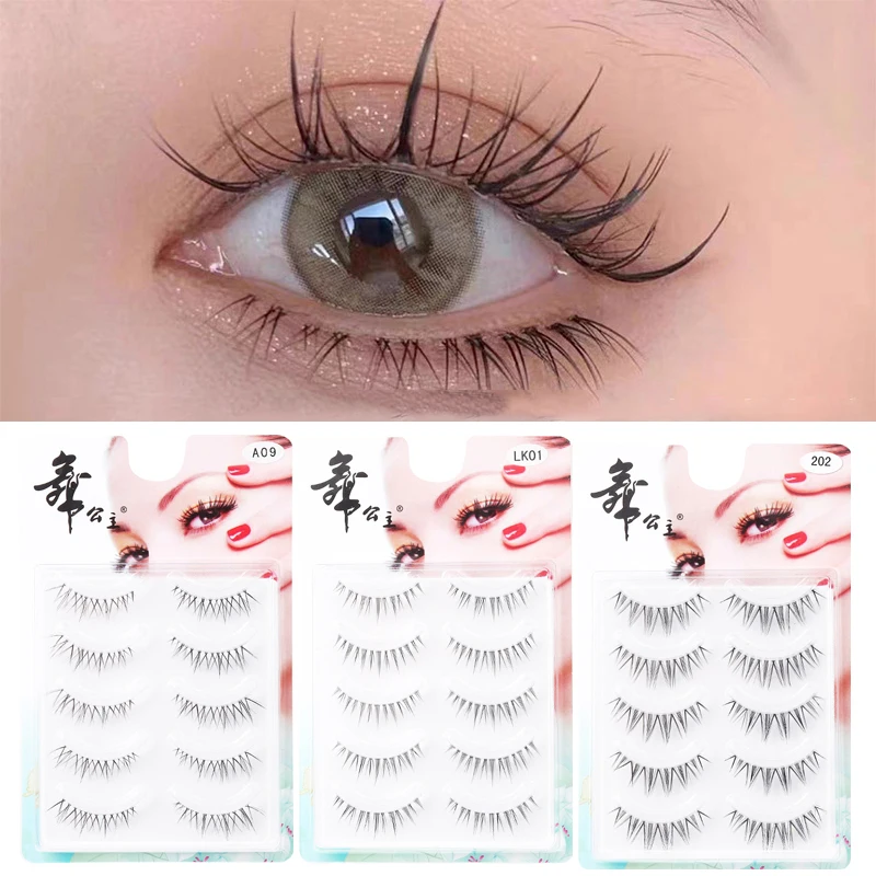 

5 Pairs Mink Eyelashes Invisible Band Lash Extension Natural Fluffy Faux Mink Lashes 3D Faux Big Eye Long Fake Lashes Cosplay