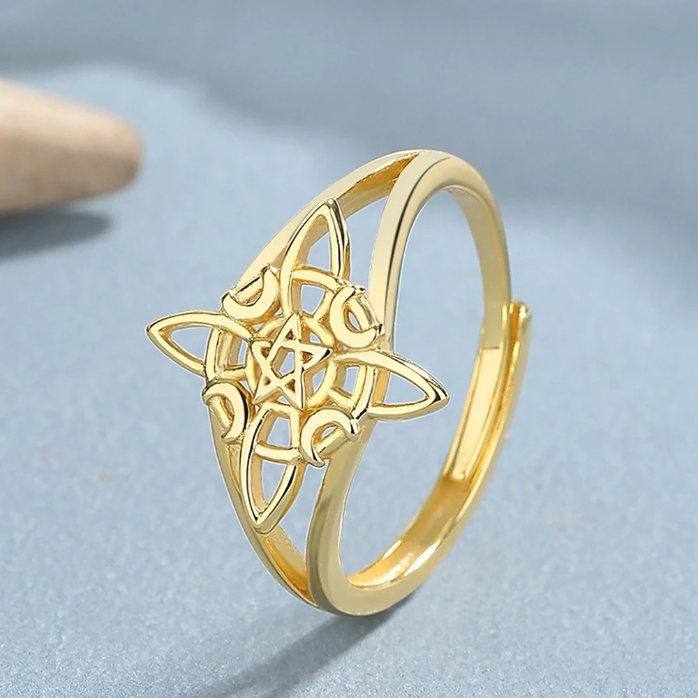 Original 925 Sterling Silver Witch Knot Open Ring for Women Celtic Knot Witchcraft Amulet Ring Hypoallergenic Wicca Jewelry silver ring silver rings