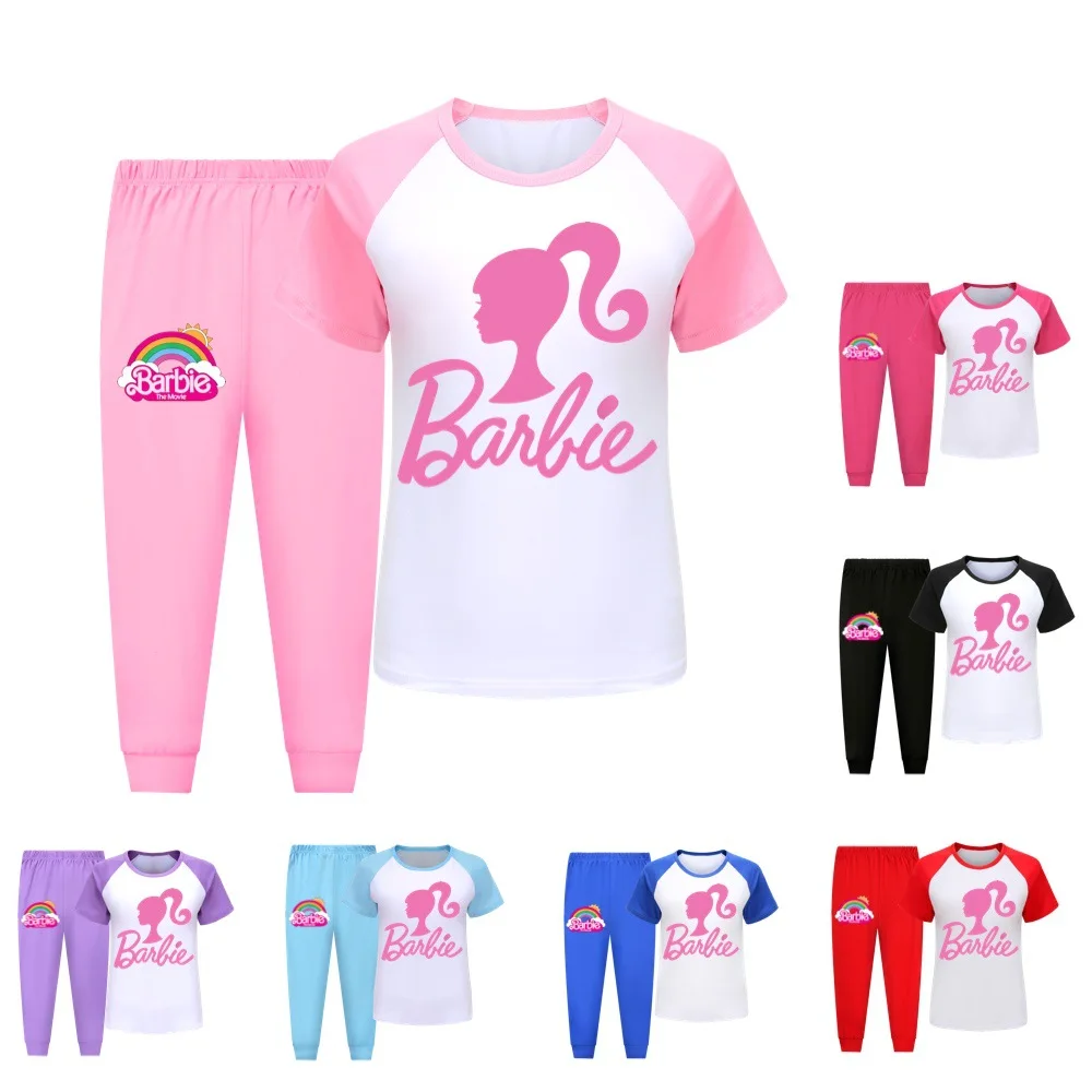 

MINISO Barbie The Movie Peripheral Two-dimensional Children's Kawaii Short-sleeved Trousers Spring and Summer Pajama Set