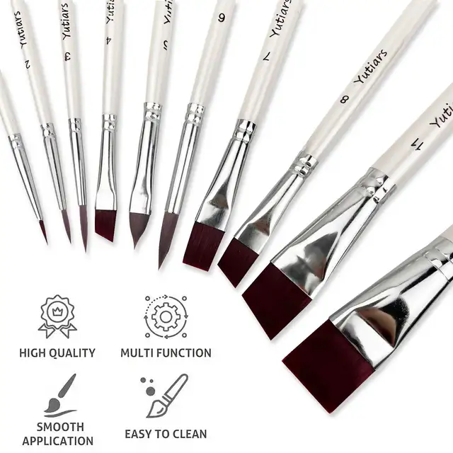 10pcs Flat & Angled Brush Set 4