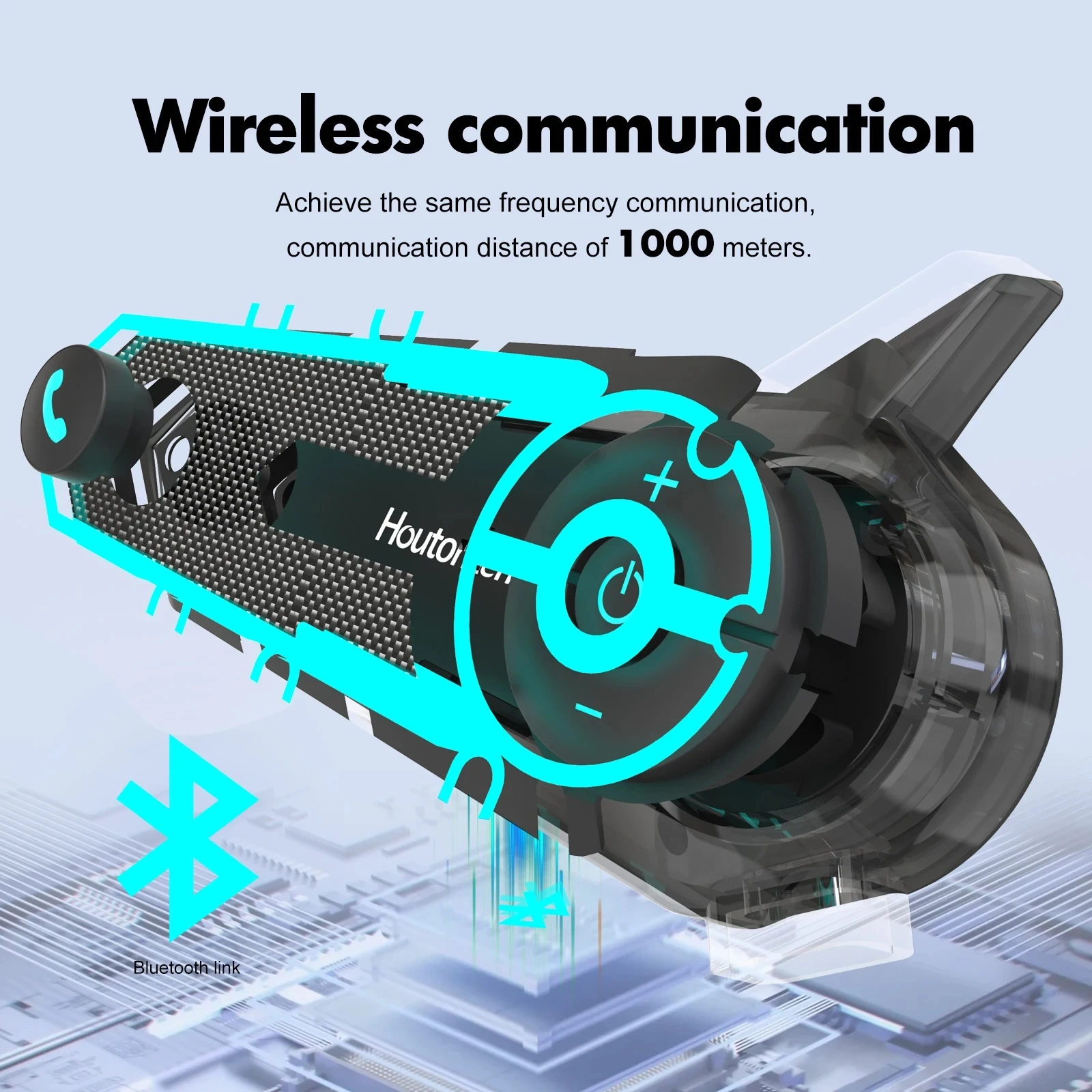 Houtonsen S6 Motorcycle Helmet Bluetooth Headset RGB Light Full-duplex Interphone IP67 Waterproof Hands-free For 2 Riders