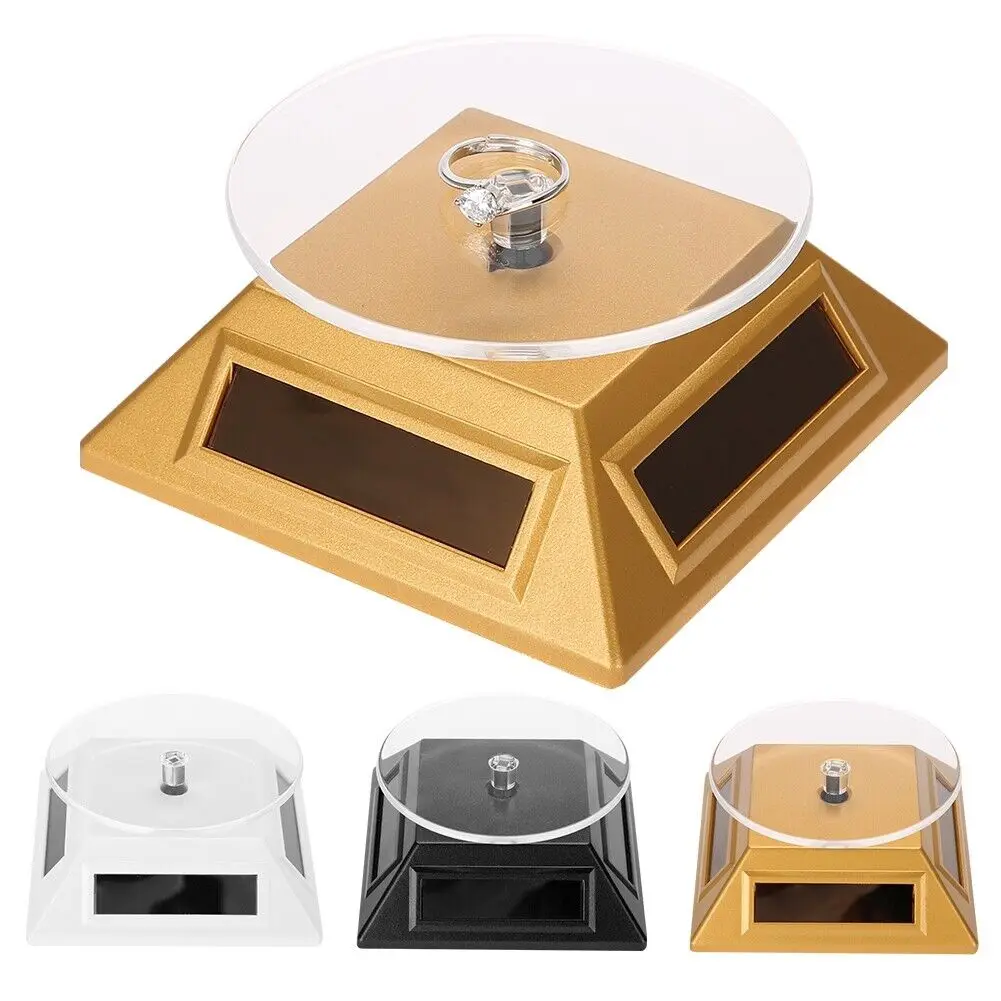 Solar-Powered Rotating Jewelry Display Stand - 360° Turntable with 10cm Platform