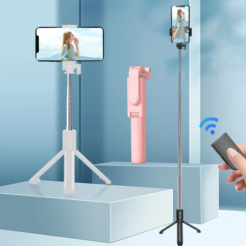 Multi functional floor standing selfie stick stand integrated telescopic tripod compatible with various camera devices