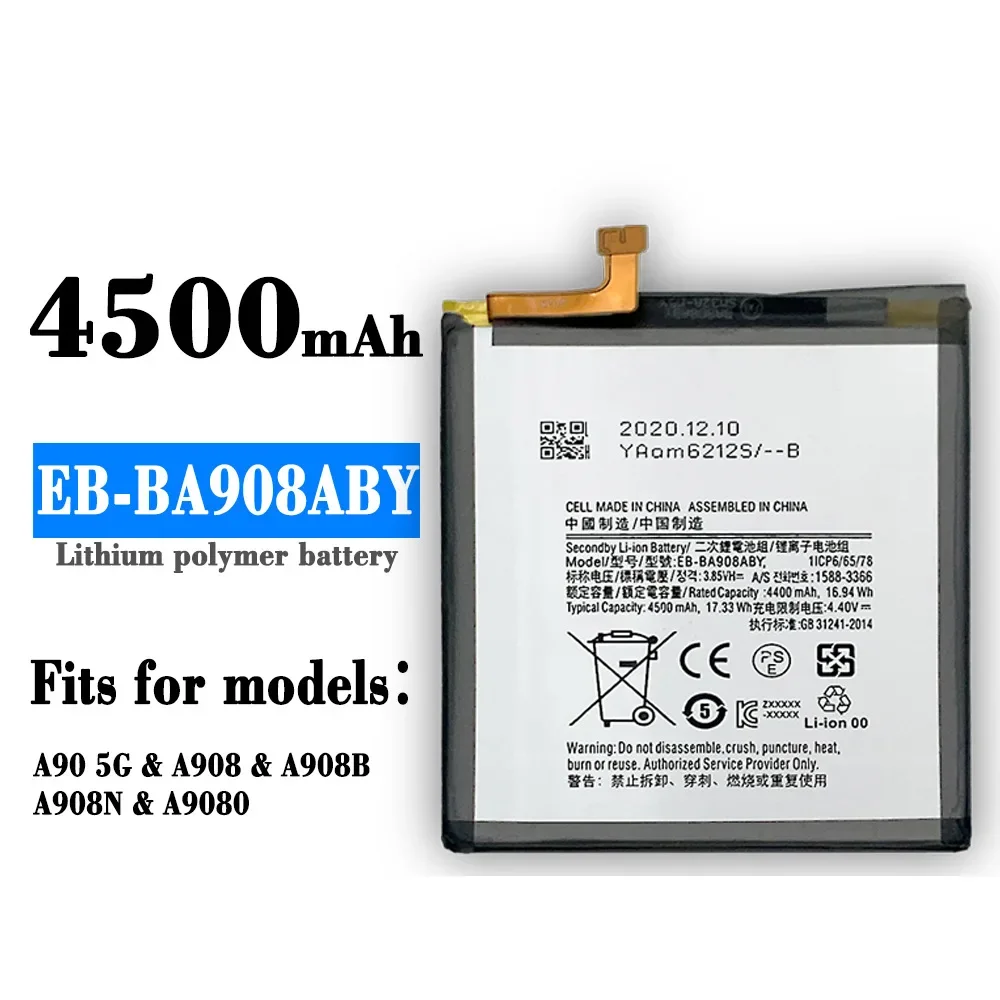 

Replacement Battery 3.85v 4500mAh EB-BA908ABY Battery For SAMSUNG Galaxy A90 5G A908 A908B A908N A9080 Battery