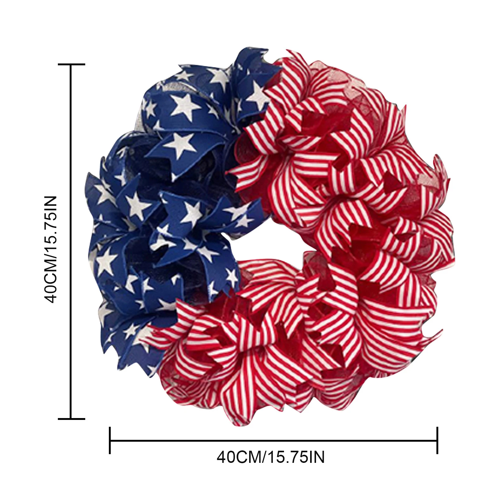 Patriotic red white blue American Flag Fourth of July Mesh Door Wreath; Fourth of July Decor 