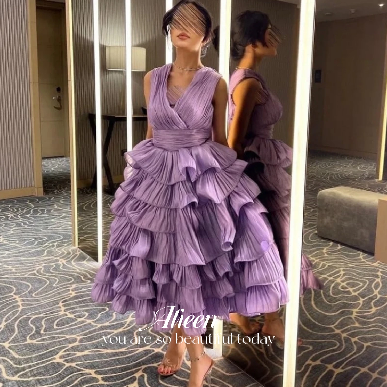 

V-neck Wedding Dress Party Evening Elegant Luxury Celebrity Eid Al-fitr Formal Dresses for Prom Pleats Cocktail of Dresses Arab