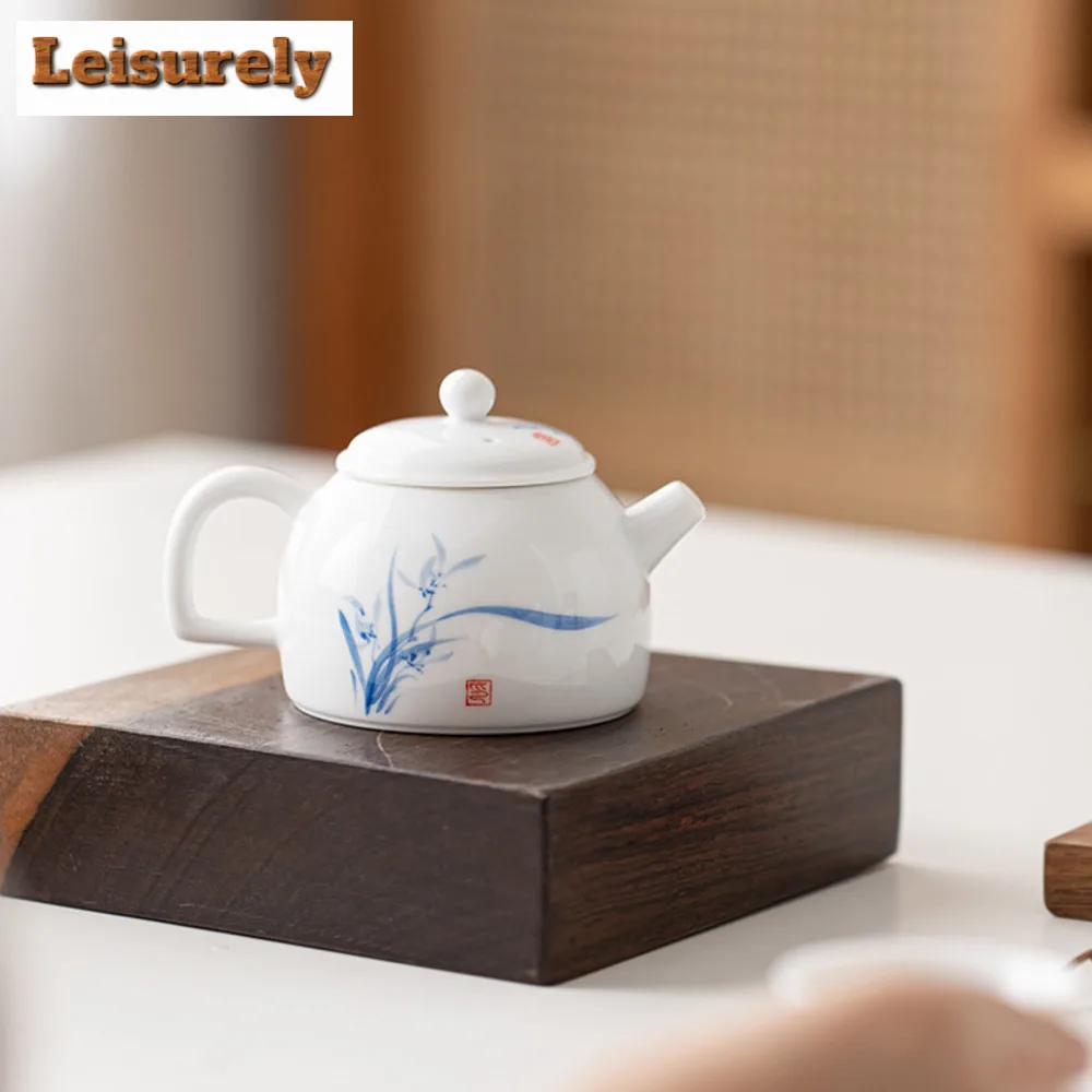 Hand-painted Dehua White Porcelain Tea Set Complete Set Tea Tray Tea Ceremony Set Teapot and Tea Cup Set Kung Fu Tea Items Craft