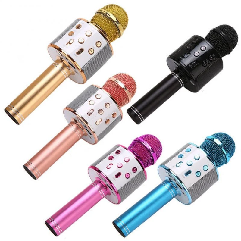 WS858 Portable Bluetooth-compatible Karaoke Microphone Wireless Professional Speaker Home KTV Handheld Microphone podcast microphone