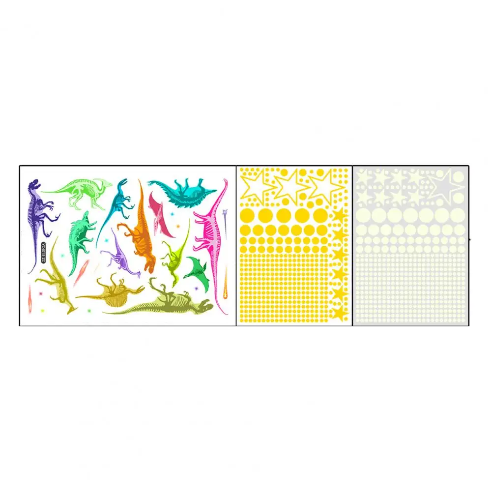 Night Glowing Wall Stickers Glow-in-the-dark Cartoon Dinosaur Stickers Wall Decor for Baby Kids Room Bedroom Home Fun Magical