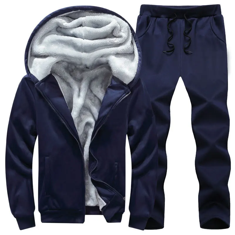 

Men Winter 's Set Fashion New Fleece Tracksuit Oversized Thick Sweatshirt + Pants Male Warm Hooded Outerwear Suit Plus Size 8Xl