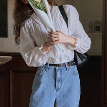 

Fashion Lace Trim Folds Women's Shirts Casuallantern Sleeve Ladies Blouses Spring New Versatile Long Sleeve Tops 2022