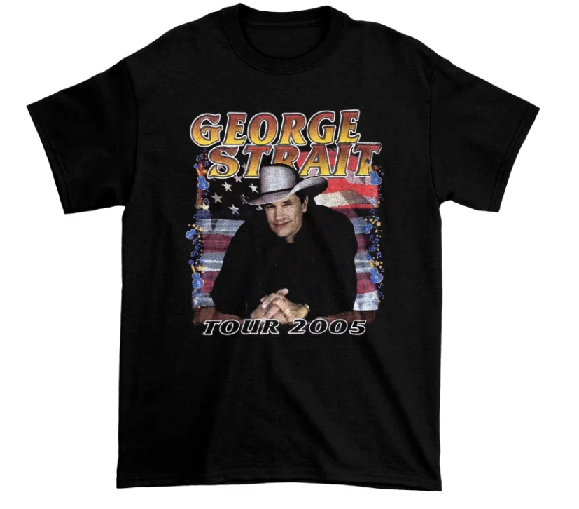 Maglietta George Strait Fun Art Graphic Print Natale Maniche Lunghe O Corte
