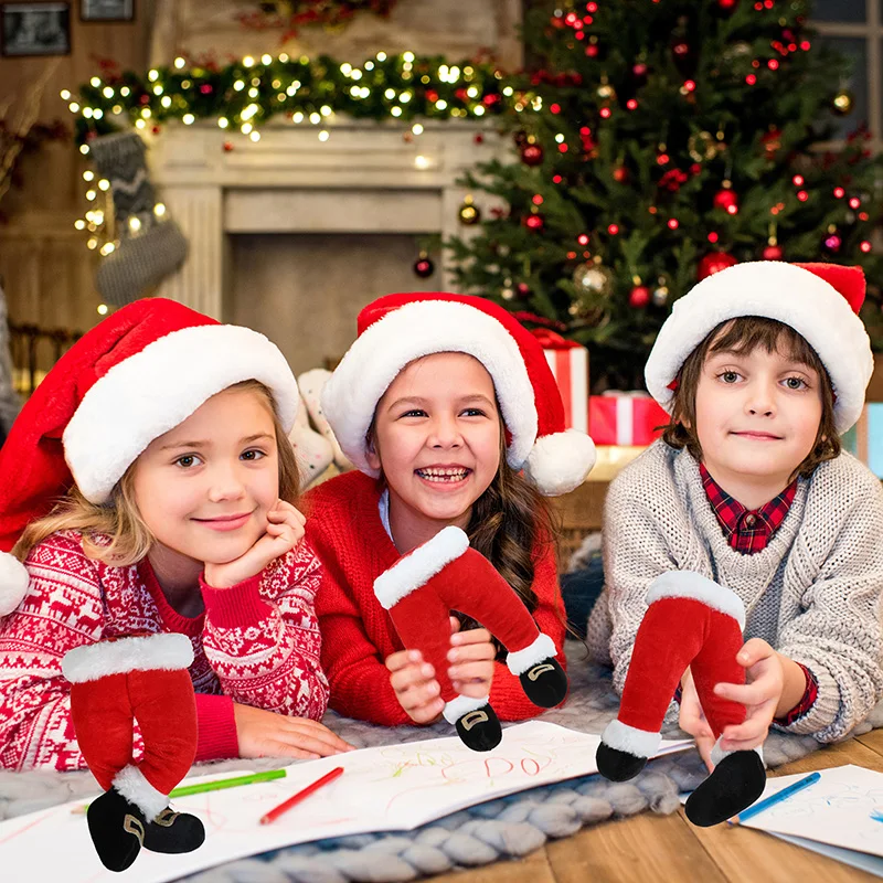 Santa Claus Elf Legs Doll Christmas Tree Decoration Home Fireplace Hanging Ornament Xmas Tree Picks New Year Party Supplies Gift