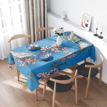 Blue Floral Chicken Tablecloth 1