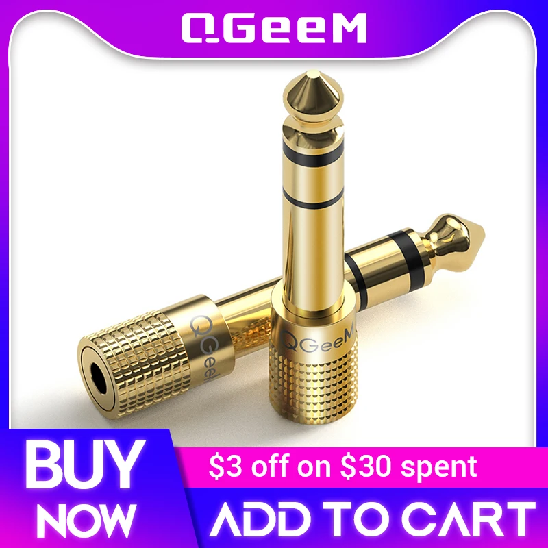 Headphone Amplifier QGeeM Jack 6.5 6.35mm Male Plug to 3.5mm Female Connector Audio Adapter Microphone AUX 6.3 3.5 mm Converter
