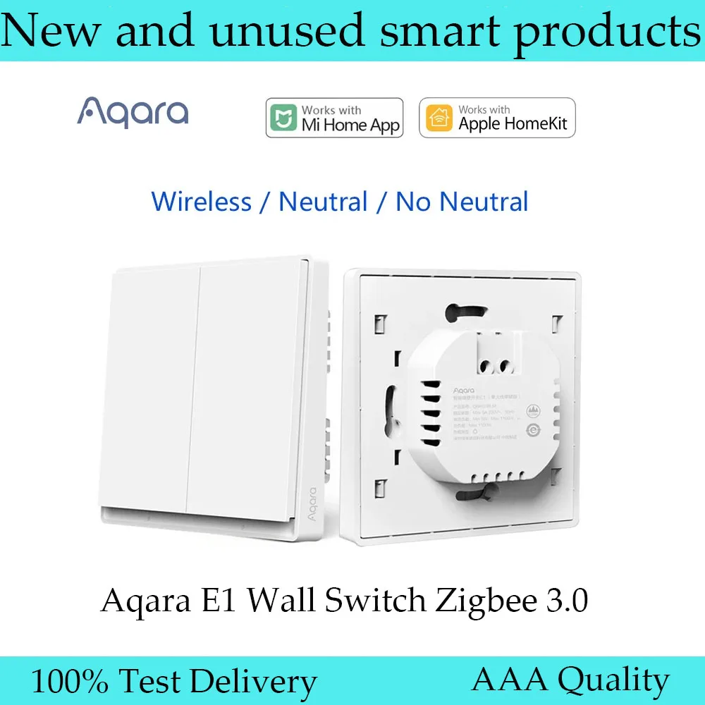 

Умный настенный выключатель Aqara E1 ZigBee 3,0, выключатель для умного дома, огнеупорный провод, без нейтрального белого цвета, для приложения Xiaomi Mi Home homekit