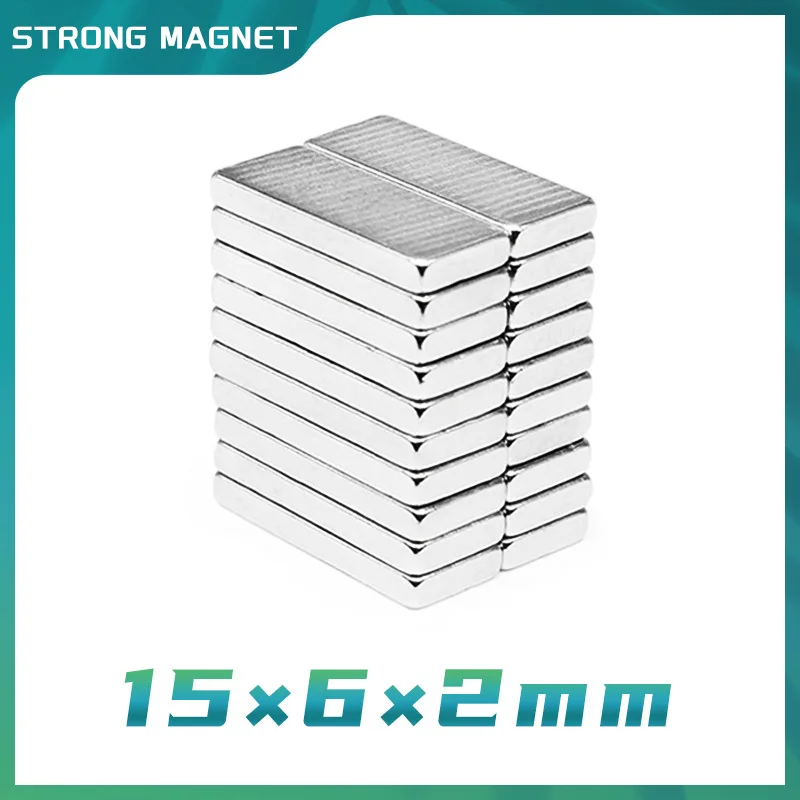 

10/20/50/100/200/300PCS 15X6X2 Strong Block Magnets N35 15mm*6mm*2mm Quadrate Rare Earth Neodymium Magnet Sheet 15*6*2 mm