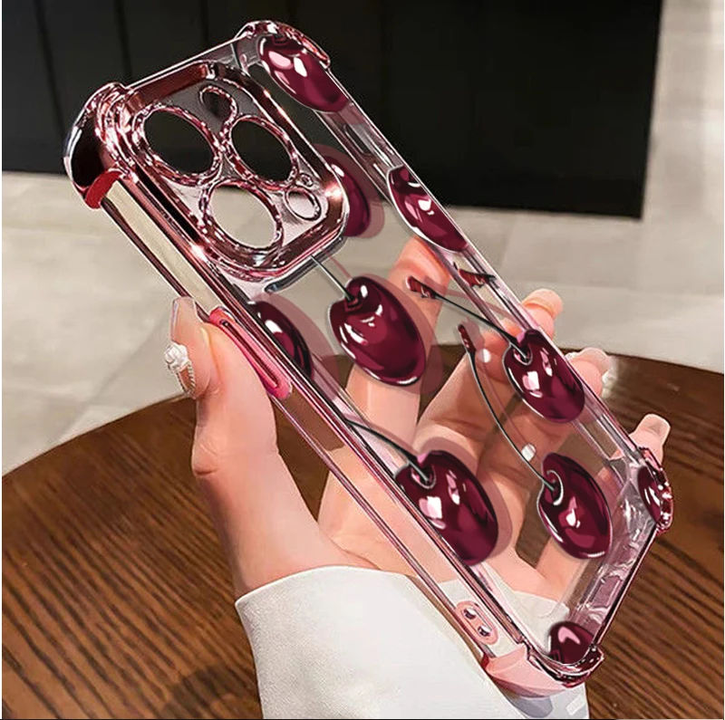 Chic Bow Cherry Lichee Plating Phone Case