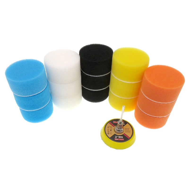 16Pcs 2 Zoll Polieren Polieren Pad Kit Auto Schwamm Bohrer Adapter Grip Trägerplatte M6 für Puffer Polierer Schleifen wachsen Schneiden – Detail 1