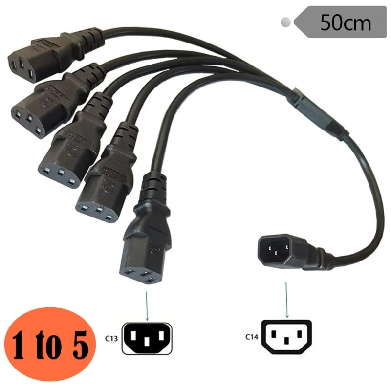 

3-Prong C14 to IEC320-C13 Connector Adapter Cord Male Plug to Female Socket Converter Cable Y-splitter Power Wire DropShipping