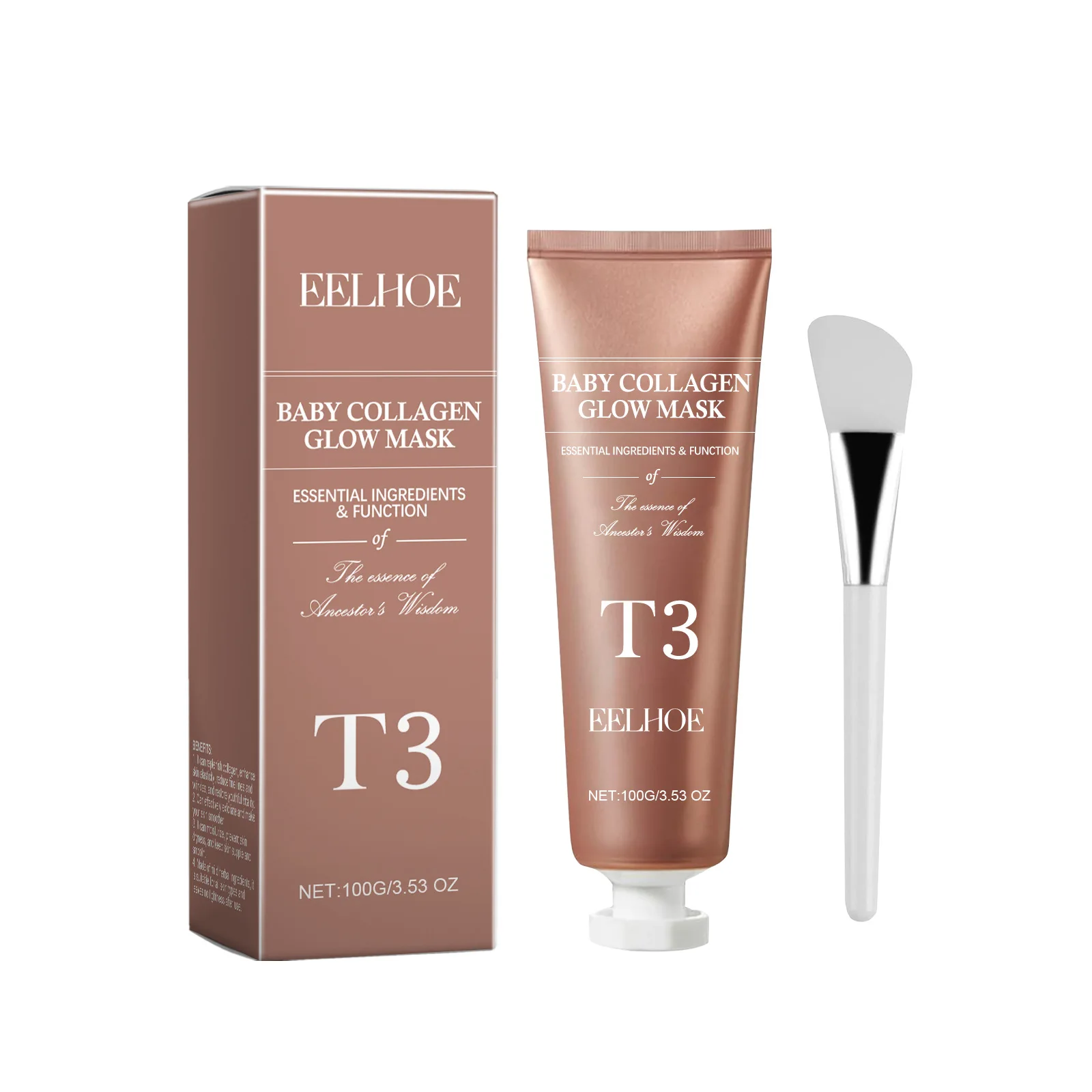 T3 Collagen Mask Peel Off Glowing Mask Lifting Firming Fade Fine Line Increase Elasticity Anti-Wrinkle Brighten Korean Skin Care